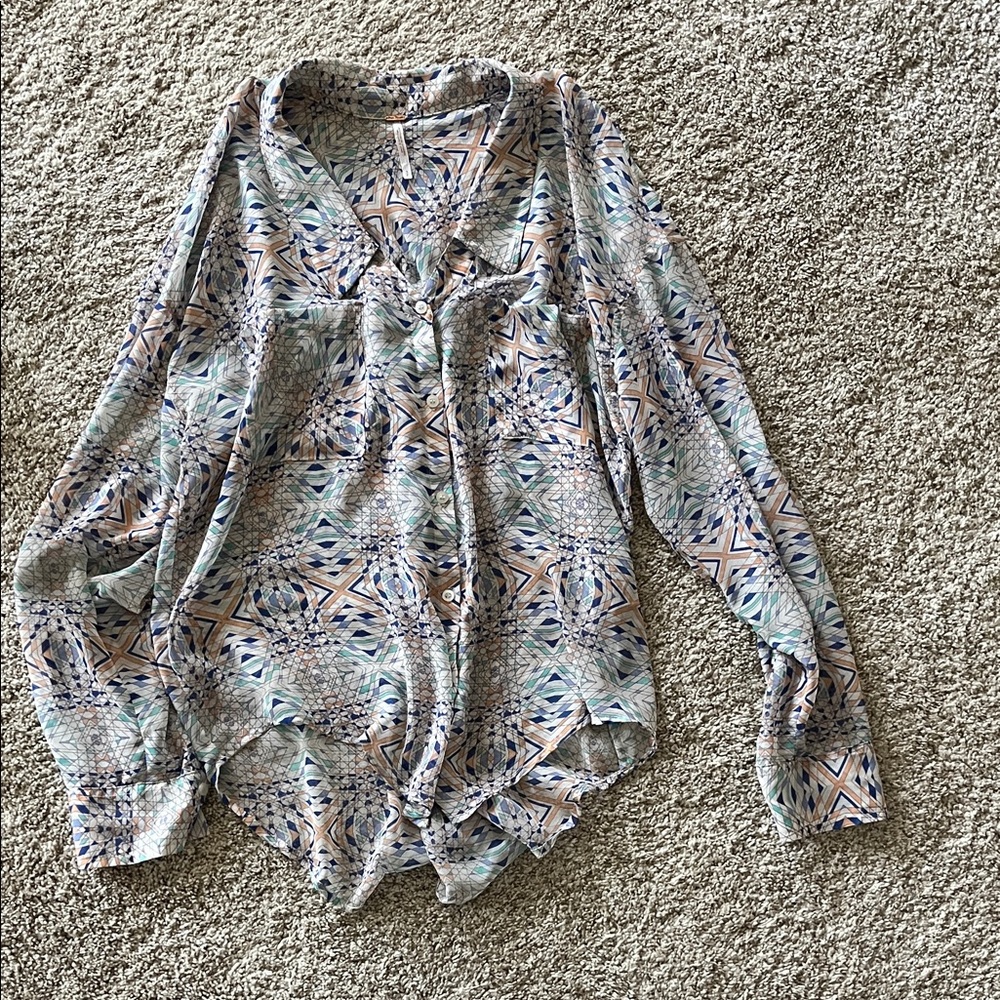 Free People Sheer Patterned Women's Blouse